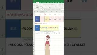 vlook up関数の列番にCOLUMN 関数を入れる#vlool up関数#列番号#shorts