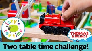 Thomas Train DOUBLE TRACK TIME CHALLENGE! Thomas Train with Brio and KidKraft | Toy Trains