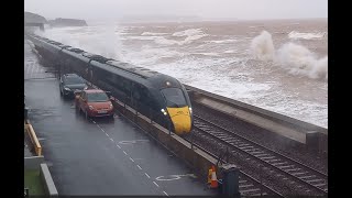 1C72 0803 London Paddington - Penzance - Storm Babet - Dawlish Sea Wall