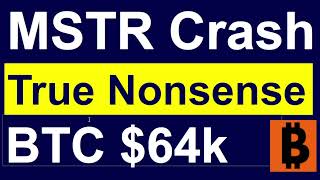 MSTR Stock Crashes Another 7% to $126 as Bitcoin Craters to $64k! Extreme Fear Sets in on No News!