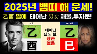 2025년 뱀띠 해 을사(乙巳)년 태어난 사주의 생일이 을유(乙酉)일주인 사람들의 투자,매매,재물,건강,배우자,직업운 살펴 보기