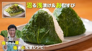 【沼る小松菜漬け】”３つの調味料＆10分”でできちゃう浅漬け＆菜っぱおむすび♪