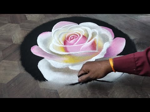 Beautiful Rose ёям Flower Rangoliёящп Very Easy New Rose 3d Step By