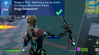 Destroy a car or truck to collect Electronic Parts Fortnite