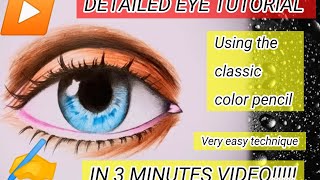Detailed eye tutorial - How to draw eye.. Colored drawing. Step by step