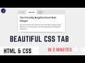 Pure CSS Tab | CSS Tabs Design | HTML CSS
