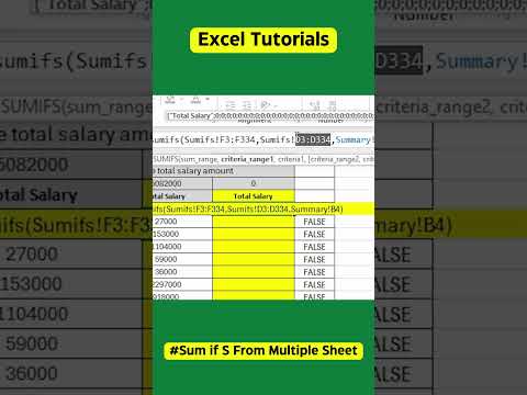 Excel Tutorials: #Sum if S From Multiple Sheets | Step-by-Step Guide