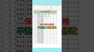 保护部分工作表，不让别人胡乱修改！#excel #wps #文员 #0基础学电脑 #表格