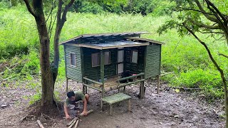 Camping hujan deras || Membangun shelter bambu sederhana di hutan pinggir danau