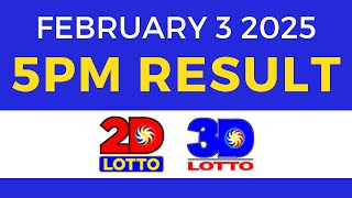 5pm Lotto Result Today February 3 2025 | PCSO 2D 3D Lotto