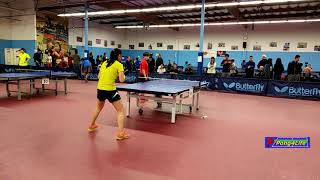 Women's Singles QF: Jiao Qiao (2441, lefty) vs Wang Jiaran (2136) at ICC Butterfly Open on 2018-12-9