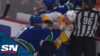 Canucks' J.T. Miller Drops Predators' Cole Smith With Heavy Right In Fiery Fight