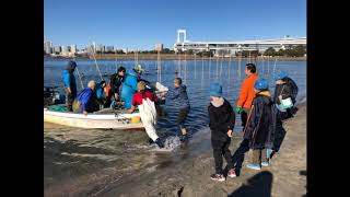 お台場海苔養殖授業　海苔摘み取り作業と海苔漉き