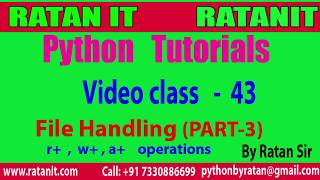 Python Tutorial || Video class-43||File Handling Part-3 || By Ratan sir