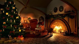 Christmas in the Bag End Ambience 🎄🔥 Crackling Fire \u0026 Cold Wind Sounds For Sleep | Hobbit ASMR