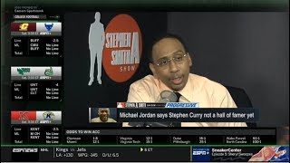 FIRST TAKE on ESPN | Stephen A. reacts: Michael Jordan says Stephen Curry not a hall of famer yet