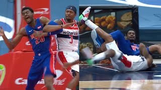 Bradley Beal and Josh Jackson get tangled up | Wizards vs Pistons