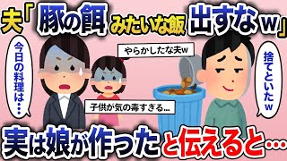 【2ch修羅場スレ】 父の日に娘が作った手料理を「こんな不味い飯食えるか！」と料理を捨てた嫁いびり夫→真実を教えてやった結果w  【ゆっくり解説】【2ちゃんねる】【2ch】