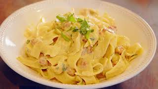 How to Make Pappardelle Carbonara | Cooking with Chef Anthony at Home