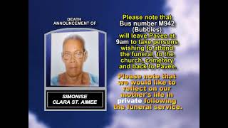 Simonise Clara St. Aimee ~ Short Obituary