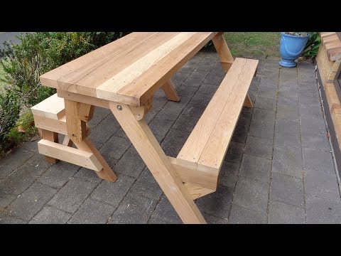 Folding picnic table made out of 2x4s Folding picnic table made out of 2x4s