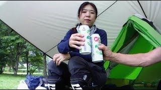 キャンプツーリング【雨のキャンプ塩谷】offroad bike camping 編 　Camp　ダディ＆つんつん、CRF250R セロー250