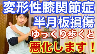 【変形性膝関節症、半月板損傷】痛み解消のポイントはゆっくり歩かないことです！