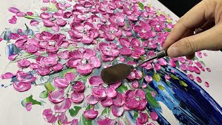 Thick Paint #002 / Flowers in a Vase Palette Knife Acrylic Painting