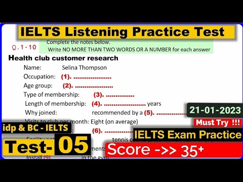 21 JANUARY HARD LISTENING TEST 2023 | IDP ACADEMIC LISTENING TEST 2023 ...