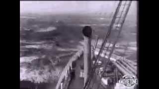 RMS Aquitania battles with a Hurricane - Cunard - Original footage