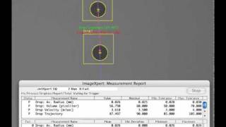 Microfab printhead imaged using JetXpert drop watcher