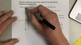 Find the maximum value of an objective function given constraints by graphing