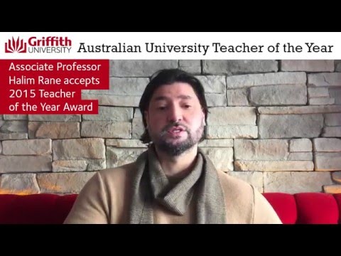 Associate Professor Halim Rane accepts 2015 Teacher of the Year Award Associate Professor Halim Rane accepts 2015 Teacher of the Year Award