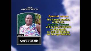 Yvonette Thomas ~ Short Obituary