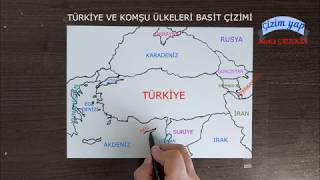 Türkiye ve komşu ülkeleri  harita çizimi /Türkiye haritası / 4k çizim / 4k video