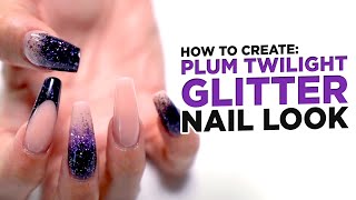 How To Create: Plum Twilight Glitter Nail Look | Full Nail Set