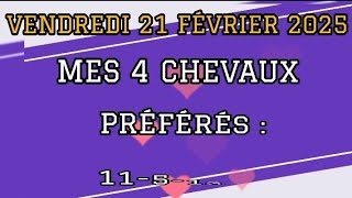 PRONOSTICS PMU QUINTÉ+ DU JOUR VENDREDI 21 FÉVRIER 2025 À VINCENNES  R1 C8.