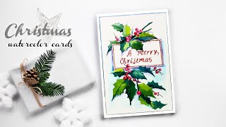 Holly Leaves and Berries | Christmas Watercolor Cards For Beginners