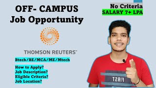 Thompson Reuters | CTC - 7LPA | Quality Control Specialist | Off Campus Jobs | IT Jobs | Engineering