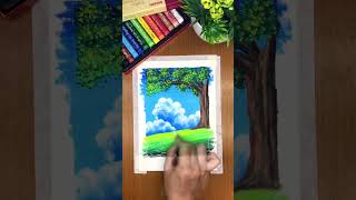 Mewarnai pemandangan menggunakan artist oil pastel 12 warna #krayon #oilpasteldrawing #art #drawing