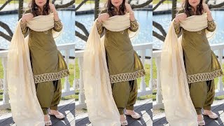 #2023 Plain suit with lace design | Lace vale punjabi suit | Laces design on salwar suit