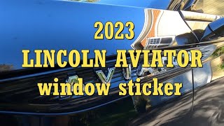 2023 Lincoln Aviator Window Sticker Review and Pricing