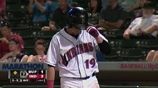 Indians' McGuiness hits a two-run homer