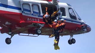 埼玉県防災航空隊の防災ヘリによる水難救助訓練 計7回