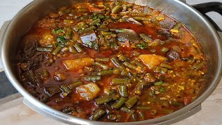 GUJARATI STYLE CHORI BATATA RINGAN NU SHAAK - WINTER SPECIAL - LONG BEANS, POTATOES, EGGPLANT SUBZI