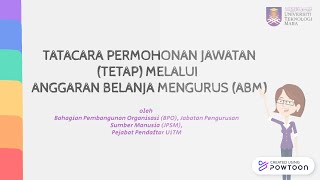 SIRI 1 | MODUL : TATACARA PERMOHONAN JAWATAN BAHARU DI UiTM