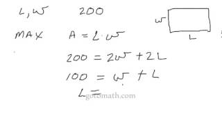 Calculus 1 Optimization Problems problem 4 part 1