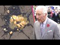 King Charles PELTED by Eggs