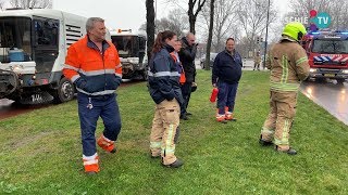 SCHIE TV: Medewerkers veegwagentje Irado blussen autobrand