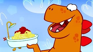 Om Nom Cafe  🍰 Hungry Dinosaur 🦖  Funny cartoons for kids